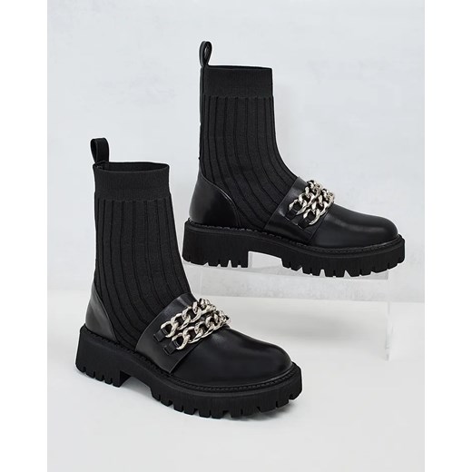 Royalfashion Eleganckie botki damskie z ozdobą Olluf Royalfashion.pl 37 royalfashion.pl wyprzedaż
