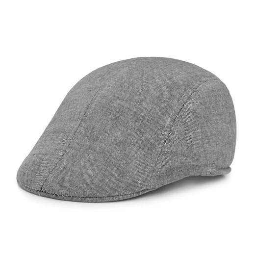 Lekki Kaszkiet Męski - Pako Jeans - Popielaty Melanż CPAPJNSKASZKIET90701 ze sklepu JegoSzafa.pl w kategorii Kaszkiety męskie - zdjęcie 175280358