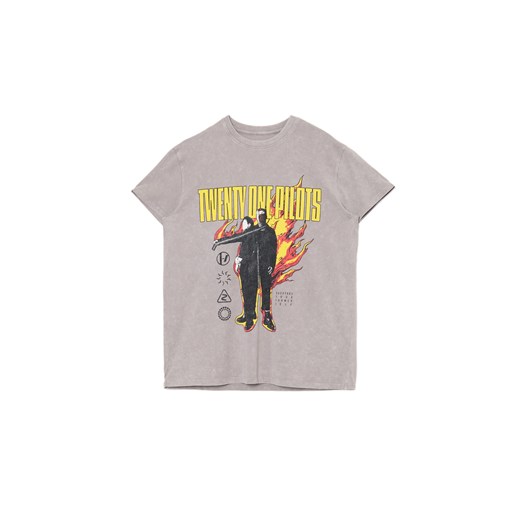 Cropp - Szary T-shirt z nadrukiem Twenty One Pilots - jasny szary ze sklepu Cropp w kategorii Bluzki damskie - zdjęcie 175282665