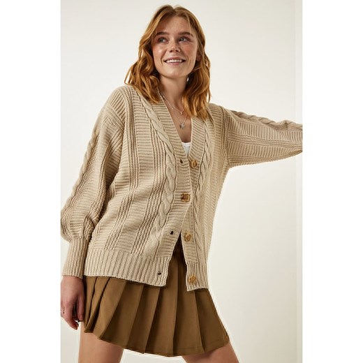 Happiness Istanbul Kardigan w kolorze beżowym Happiness Istanbul onesize Limango Polska promocja