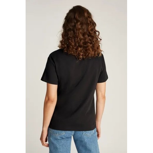 Bluzka damska czarna Calvin Klein bawełniana casual z okrągłym dekoltem