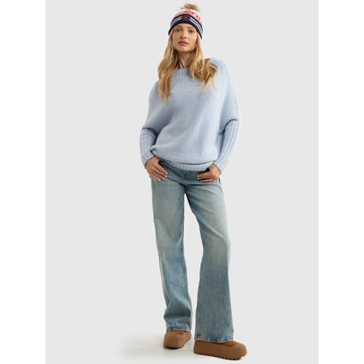 Sweter damski oversize z dodatkiem wełny błękitny Mayamiko 400 ze sklepu Big Star w kategorii Swetry damskie - zdjęcie 175288967