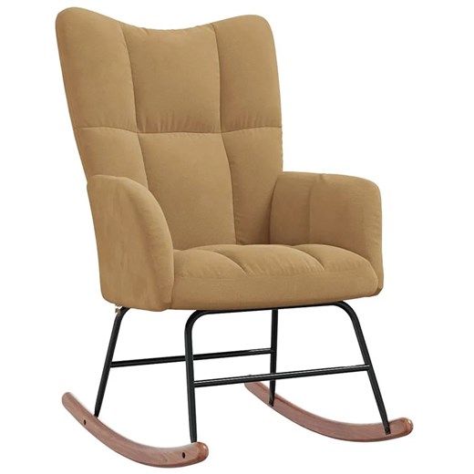 Brązowy nowoczesny fotel bujany tapicerowany F3-H68 ze sklepu Edinos.pl w kategorii Fotele - zdjęcie 175290487