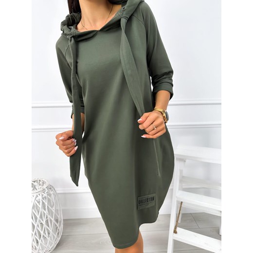 Sukienka Modnakiecka.pl zielona bawełniana mini casual luźna 