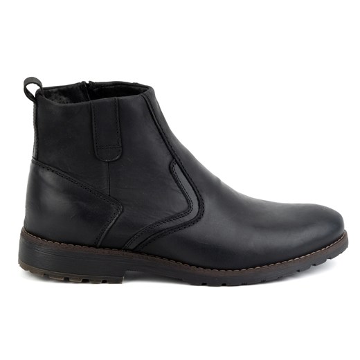 KOMODO Buty męskie trzewiki skórzane zimowe 924K czarne ze sklepu ButyModne.pl w kategorii Buty zimowe męskie - zdjęcie 175303045