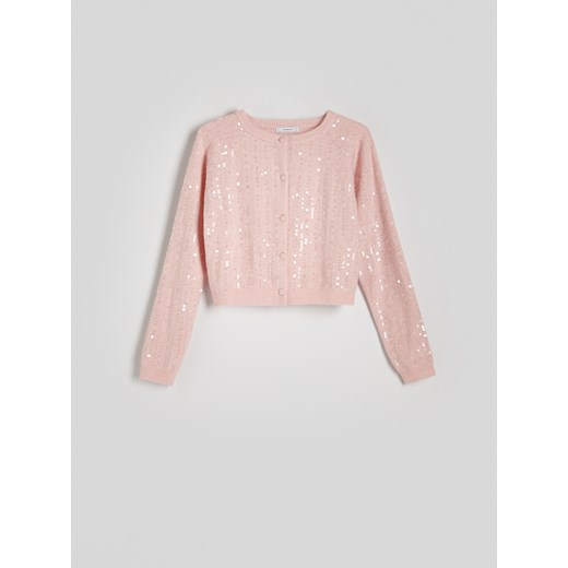 Reserved - Kardigan z cekinami - różowy Reserved L Reserved