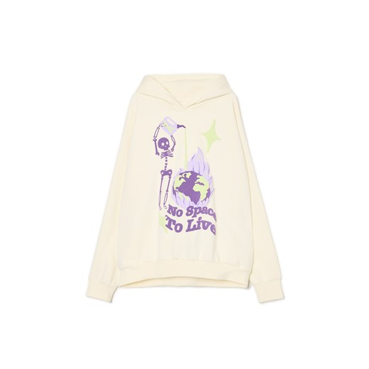 Cropp - Szara bluza z kapturem i nadrukiem - szary ze sklepu Cropp w kategorii Bluzy męskie - zdjęcie 175308779