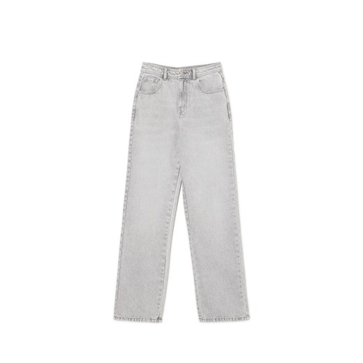 Cropp - Szare jeansy straight z efektem sprania - jasny szary ze sklepu Cropp w kategorii Jeansy damskie - zdjęcie 175308838