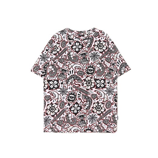 Cropp - T-shirt z nadrukiem all over - biały Cropp L Cropp