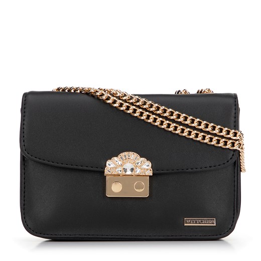 Damska crossbody z biżuteryjnym zapięciem czarna ze sklepu WITTCHEN w kategorii Listonoszki - zdjęcie 175311249