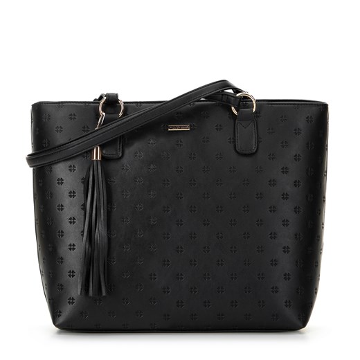 Damska shopperka w drobny monogram czarna ze sklepu WITTCHEN w kategorii Torby Shopper bag - zdjęcie 175311309