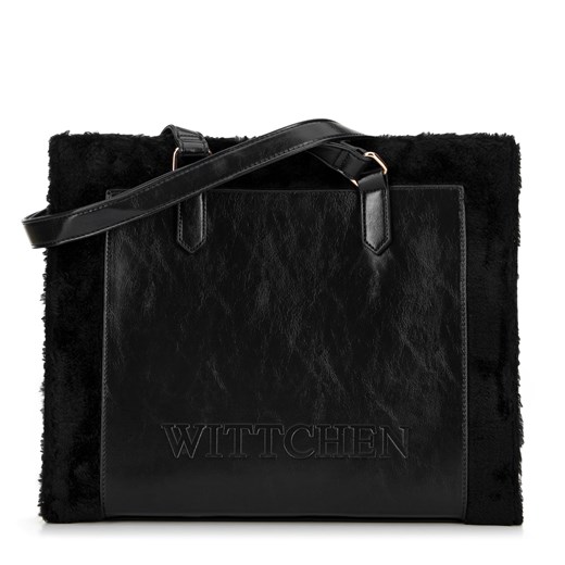 Damska shopperka z ekoskóry obszyta futerkiem czarna ze sklepu WITTCHEN w kategorii Torby Shopper bag - zdjęcie 175311338