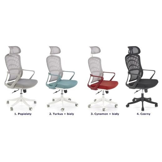 Popielaty fotel obrotowy z regulowanym zagłówkiem - Forte Elior One Size Edinos.pl