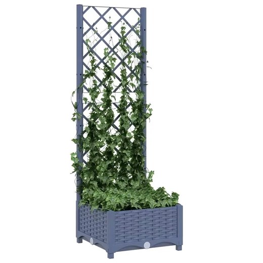 Szara donica ogrodowa na balkon z kratką A5-S91 ze sklepu Edinos.pl w kategorii Donice i kwietniki ogrodowe - zdjęcie 175311988