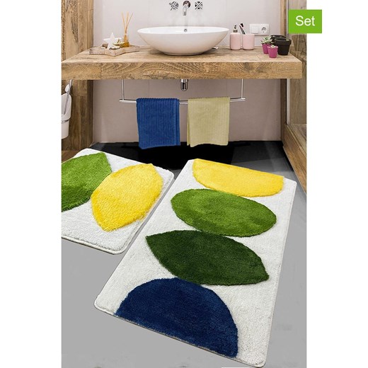 Elizabed Dywaniki łazienkowe (2 szt.) &quot;Orela&quot; w kolorze zielono-biało-niebieskim ze sklepu Limango Polska w kategorii Akcesoria łazienkowe - zdjęcie 175312756