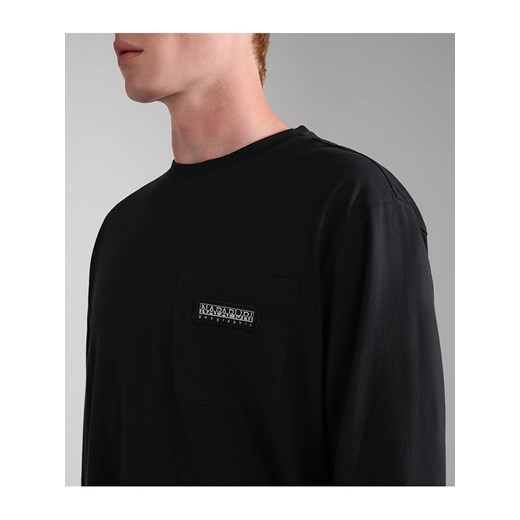 T-shirt męski Napapijri czarny z długim rękawem 