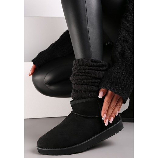 Czarne Śniegowce Krótkie z Ekozamszu Nelfi - id: B208-38-BLACK - marki Renee - 175313848 Czarne Śniegowce Krótkie z Ekozamszu Nelfi ze sklepu renee.pl w kategorii Śniegowce damskie - zdjęcie 175313848