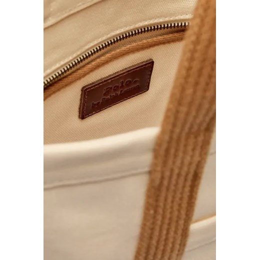 Shopper bag Polo Ralph Lauren beżowa na ramię