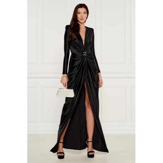 Sukienka Elisabetta Franchi czarna maxi z długim rękawem elegancka