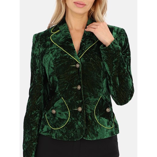 Elegancka zielona marynarka z lamówkami Potis & Verso Blu ze sklepu Eye For Fashion w kategorii Marynarki damskie - zdjęcie 175316849