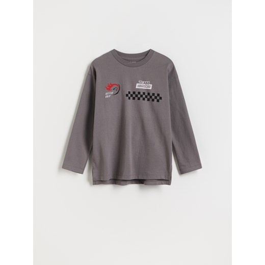 Reserved - Longsleeve z nadrukiem Nascar - ciemnoszary ze sklepu Reserved w kategorii T-shirty chłopięce - zdjęcie 175326476