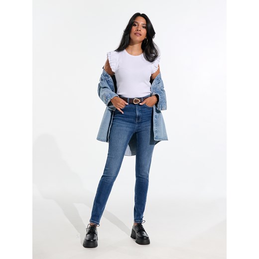 Sinsay - Jeansy super skinny high waist - granatowy Sinsay 34 Sinsay