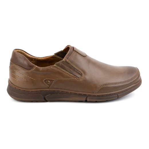 Buty męskie wsuwane skórzane J51 brązowe ze sklepu butyolivier w kategorii Półbuty męskie - zdjęcie 175332019