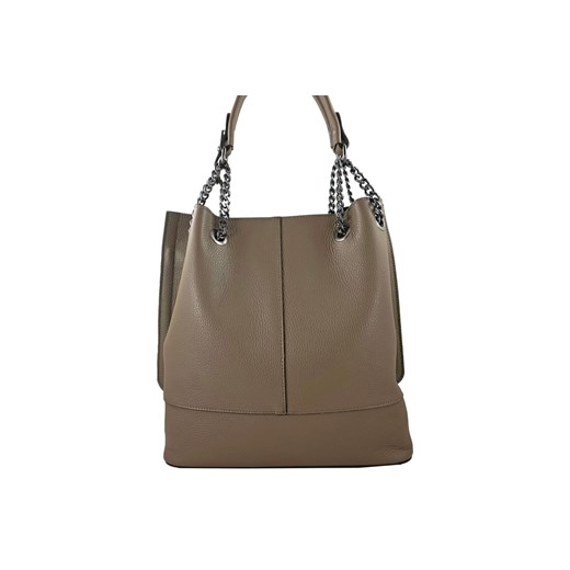 Modna torebka skórzana damska - Beżowa ciemna ze sklepu butyolivier w kategorii Torby Shopper bag - zdjęcie 175332957