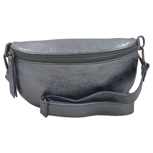 Saszetka nerka / skórzana metalizowana - Srebrna ciemna ze sklepu butyolivier w kategorii Nerki - zdjęcie 175333259