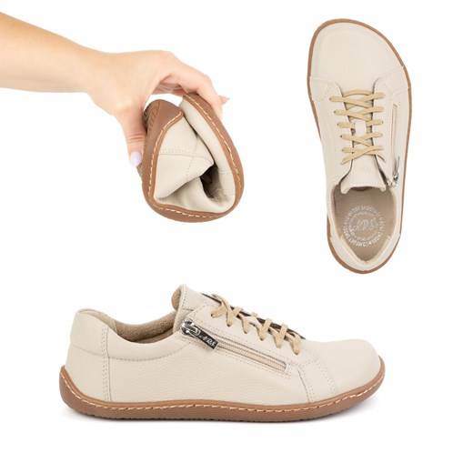 Damskie minimalistyczne buty skórzane barefoot model 1243 beżowe ze sklepu butyolivier w kategorii Półbuty damskie - zdjęcie 175333799