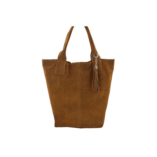Shopper bag - torebka damska zamszowa - Brązowa jasna ze sklepu butyolivier w kategorii Torby Shopper bag - zdjęcie 175333878