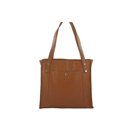 Duża torebka skórzana na ramię - Brązowa jasna ze sklepu butyolivier w kategorii Torby Shopper bag - zdjęcie 175334357