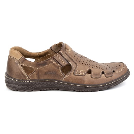Buty męskie skórzane na lato wsuwane 500J brąz ze sklepu butyolivier w kategorii Półbuty męskie - zdjęcie 175335018
