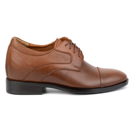 Buty męskie podwyższające skórzane sznurowane P14 brązowe ze sklepu butyolivier w kategorii Półbuty męskie - zdjęcie 175335578