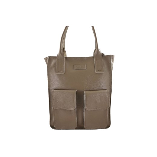 Torba shopper bag do pracy - Beżowa ciemna ze sklepu butyolivier w kategorii Torebki worki - zdjęcie 175337365