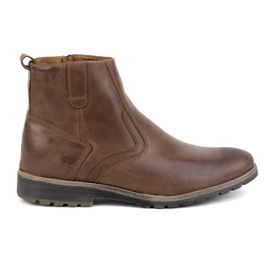 Buty męskie trzewiki skórzane zimowe 924K brązowe ze sklepu butyolivier w kategorii Buty zimowe męskie - zdjęcie 175337657