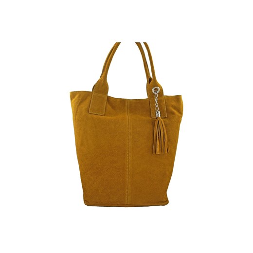 Shopper bag - torebka damska zamszowa - Żółta ciemna ze sklepu butyolivier w kategorii Torby Shopper bag - zdjęcie 175338006