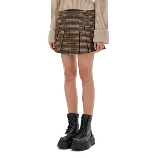 Cropp - Kraciasta spódnica mini w stylu retro - beżowy ze sklepu Cropp w kategorii Spódnice - zdjęcie 175338257