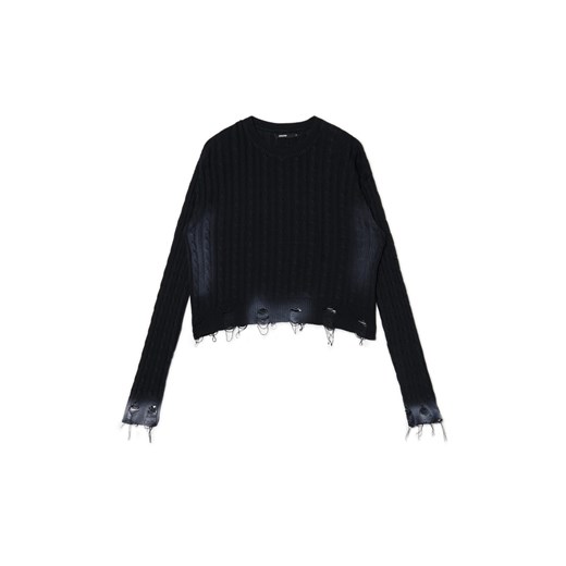 Cropp - Sweter z miejscowym efektem wybielenia - czarny ze sklepu Cropp w kategorii Swetry damskie - zdjęcie 175338266
