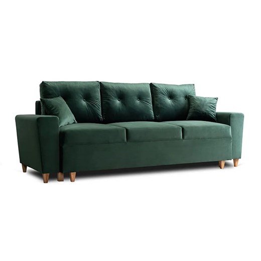 Zielona welurowa sofa z funkcją spania - Kanoni ze sklepu Edinos.pl w kategorii Sofy i kanapy - zdjęcie 175339565