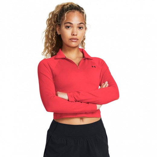Damski longsleeve treningowy Under Armour Vanish Seamless 1/4 Zip Crop - czerwony ze sklepu Sportstylestory.com w kategorii Bluzki damskie - zdjęcie 175344665
