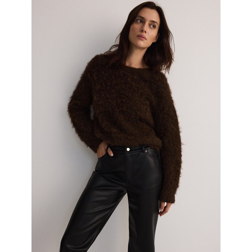 Reserved - Spodnie z imitacji skóry - czarny Reserved 46 Reserved