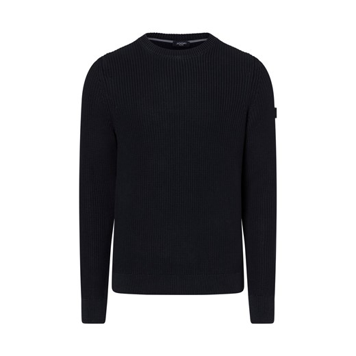 Joop Jeans Męski sweter z dzianiny - Haro Mężczyźni Bawełna granatowy jednolity ze sklepu vangraaf w kategorii Swetry męskie - zdjęcie 175349998