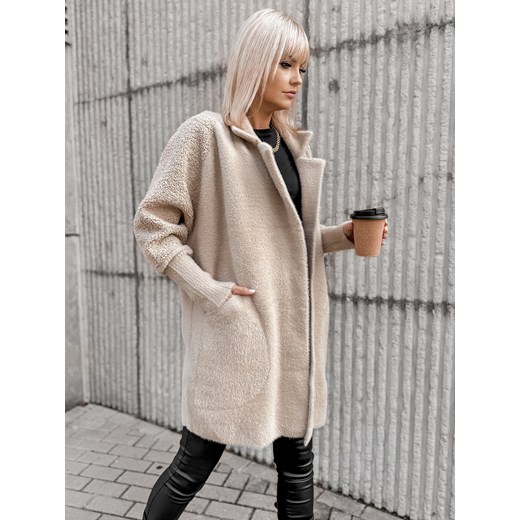 płaszcz alpaka nessa beżowy one size ONE SIZE UBRA