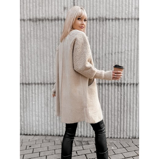 płaszcz alpaka nessa beżowy one size ONE SIZE UBRA