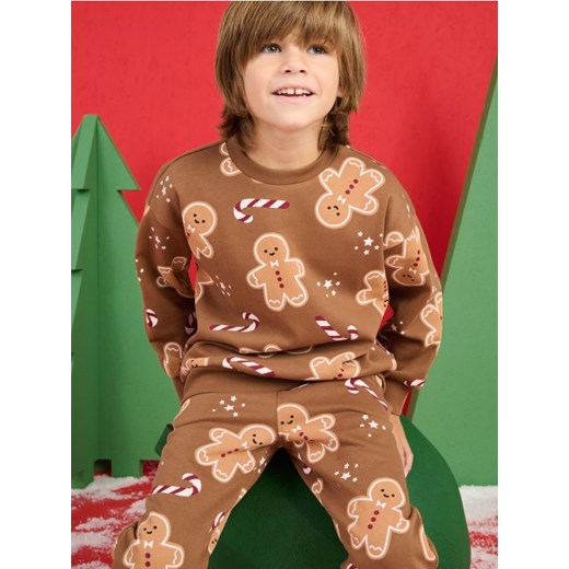 Sinsay - Bluza z nadrukiem świątecznym - brązowy Sinsay 104 Sinsay