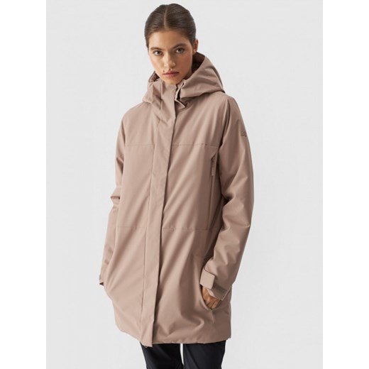 Damska kurtka parka 4F 4FWAW24TTJAF560 - brązowa ze sklepu Sportstylestory.com w kategorii Parki damskie - zdjęcie 175356478