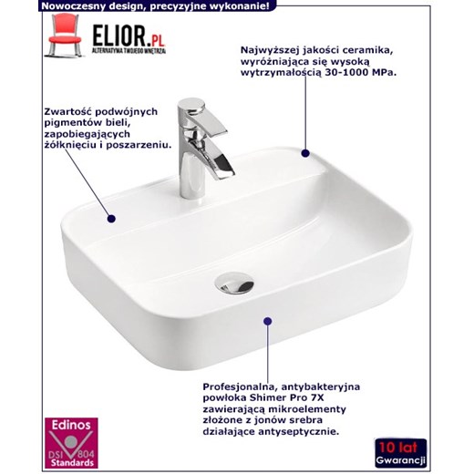 Ceramiczna umywalka nablatowa Rafina 2X - Biała Elior One Size Edinos.pl