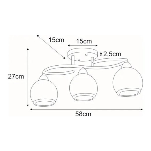 Patynowy żyrandol z 3 kloszami - S583-Rasto Lumes One Size Edinos.pl