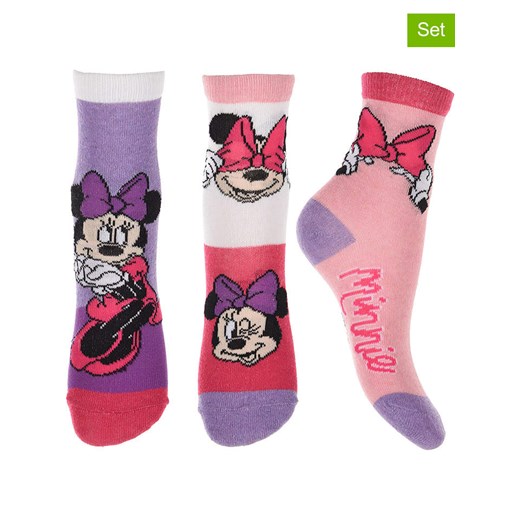 Disney Minnie Mouse Skarpety (3 pary) &quot;Minnie&quot; w kolorze jasnoróżowym ze sklepu Limango Polska w kategorii Skarpetki dziecięce - zdjęcie 175368276
